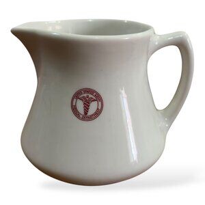 VTG Shenango US Army Medical Dept Ceramic Pitcher White Red Seal Restaurant Ware
